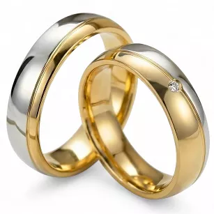 Obrączki ślubne złoto srebrne nowoczesne cyrkonia stal chirurgiczna 316L 6mm para KO47