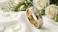 Złote klasyczne obrączki ślubne Blackberry® stal 316L para KO49 - 3