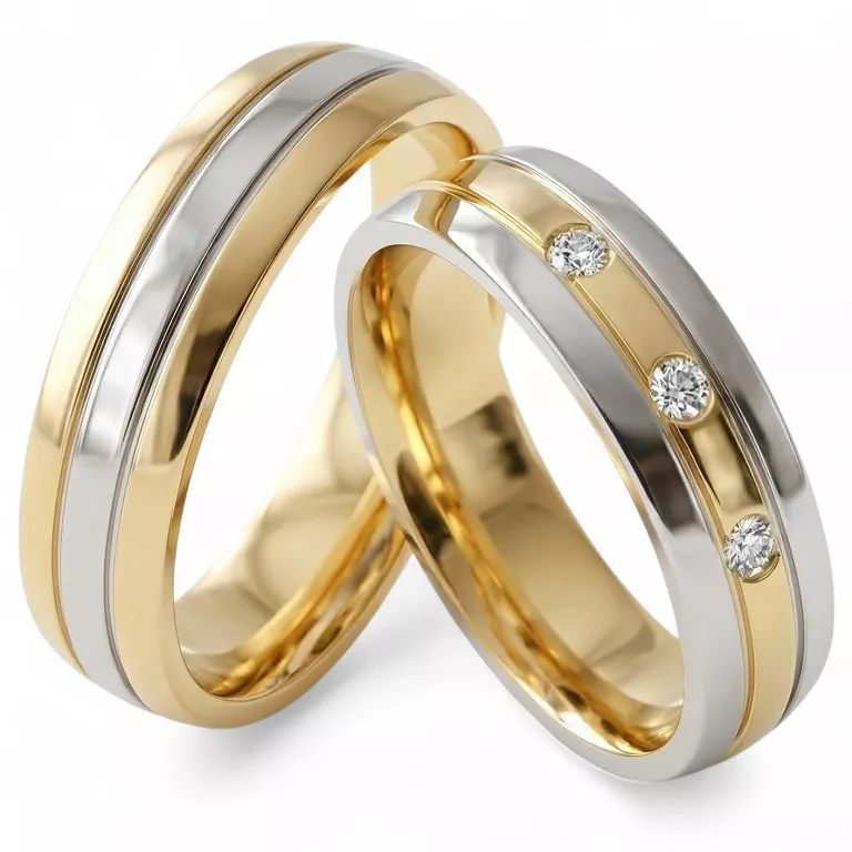 Złote klasyczne obrączki ślubne Blackberry® stal 316L para KO49