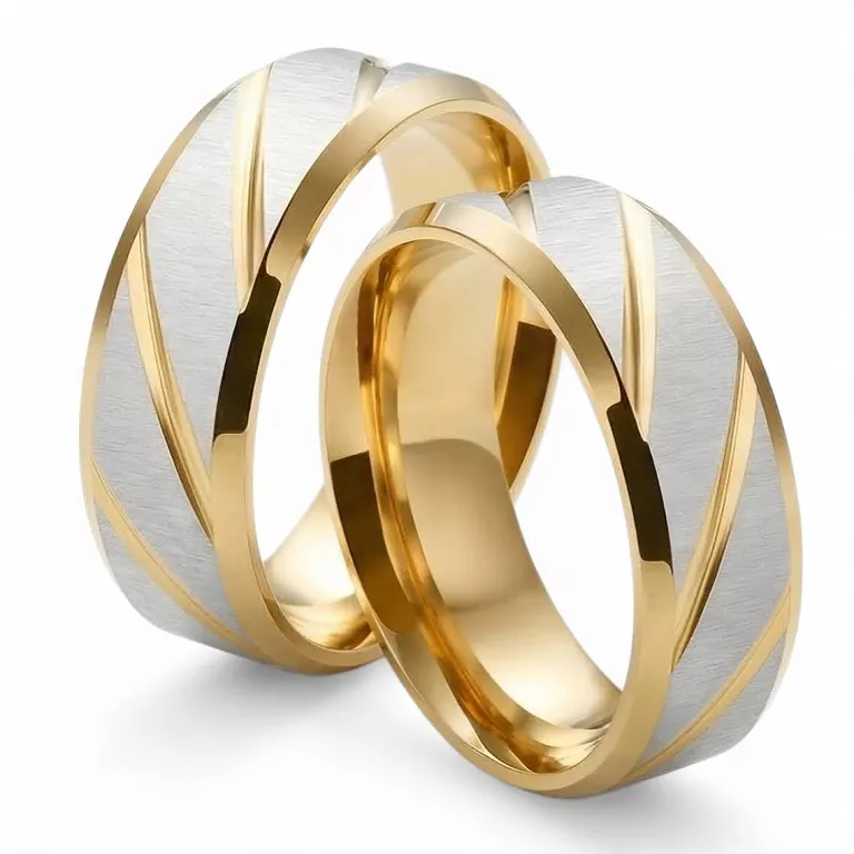 Obrączki ślubne złoto srebrne matowe stal chirurgiczna 316L 6mm para KO5
