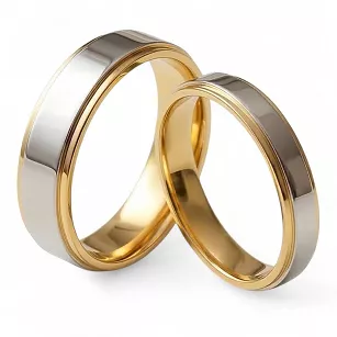 Obrączki ślubne złoto srebrne nowoczesne stal chirurgiczna 316L 6mm para KO57