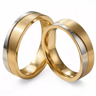 Obrączki ślubne ze stali chirurgicznej złoto srebro mat połysk 6 mm KO29