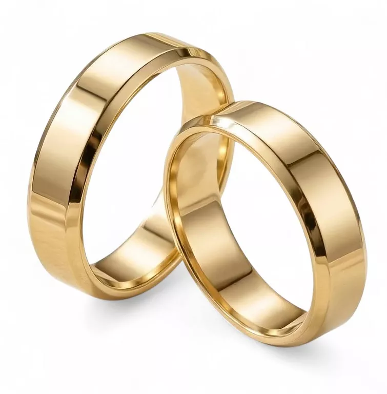 Obrączki ślubne złote fazowane stal chirurgiczna 316L 6mm para KO2