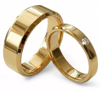 Obrączki ślubne złote fazowane z cyrkonią stal chirurgiczna 316L 4/8mm para KO39