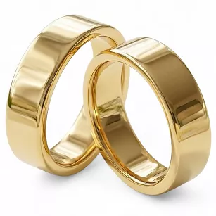 Obrączki ślubne stalowe złote klasyczne płaskie połysk 6 mm KO44