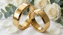 Obrączki ślubne złote fazowane stal chirurgiczna 316L 8mm para KO14 - 2