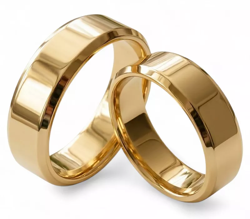 Obrączki ślubne złote fazowane stal chirurgiczna 316L 8mm para KO14