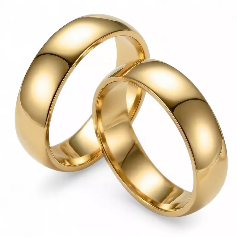 Obrączki ślubne złote klasyczne półokrągłe stal chirurgiczna 316L 6mm para KO1