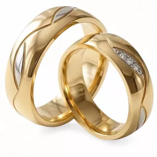 Obrączki ślubne złote stal chirurgiczna eleganckie łezki 6 mm KO10