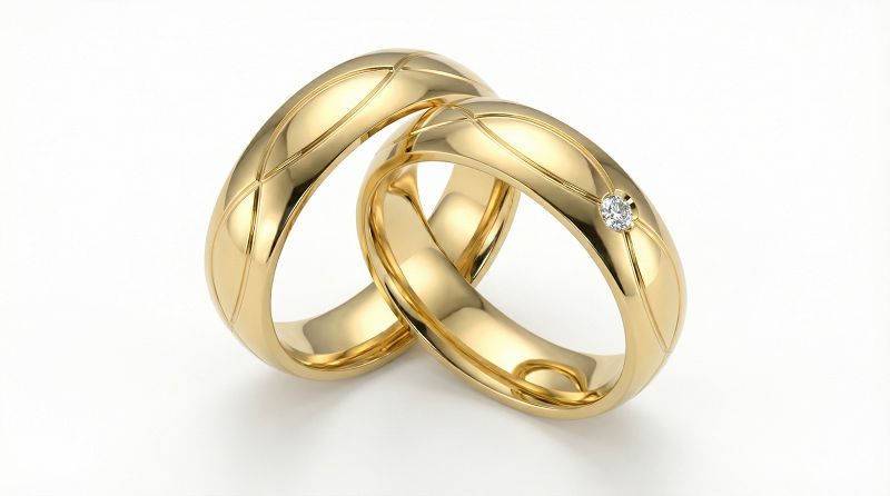 Złote klasyczne obrączki ślubne Blackberry® stal 316L para KO13