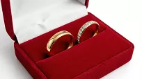 Obrączki ślubne złote klasyczne półokrągłe z cyrkonią stal chirurgiczna 316L 4mm para KO51 - 6