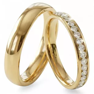 Obrączki ślubne złote klasyczne półokrągłe z cyrkonią stal chirurgiczna 316L 4mm para KO51