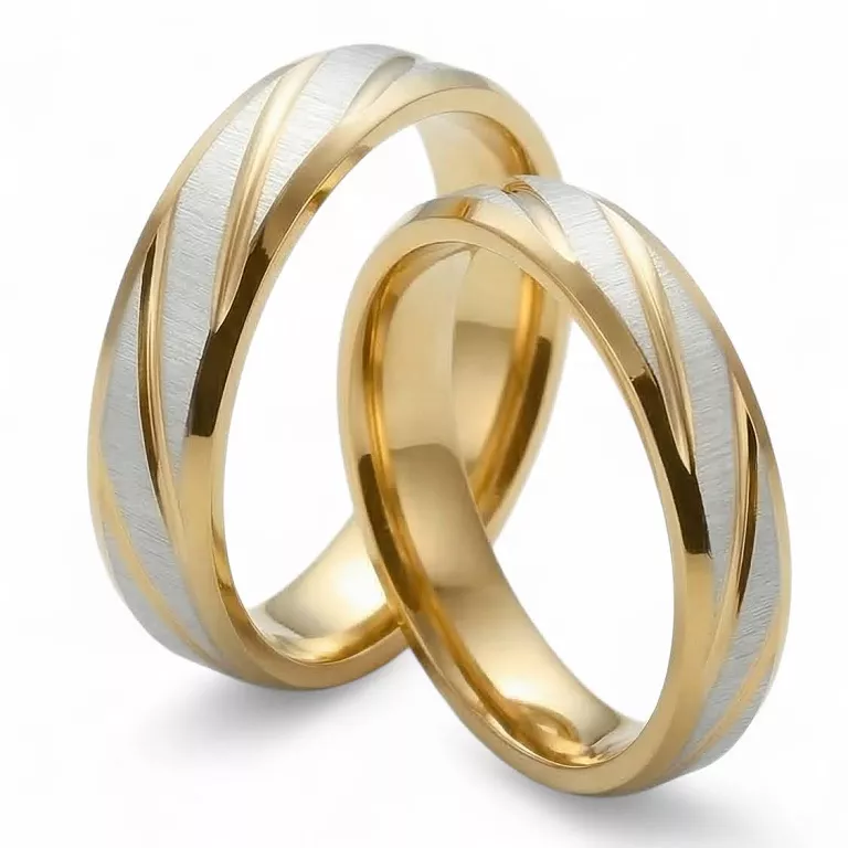 Złote srebrne nowoczesne obraczki ślubne Blackberry® stal 316L para KO52