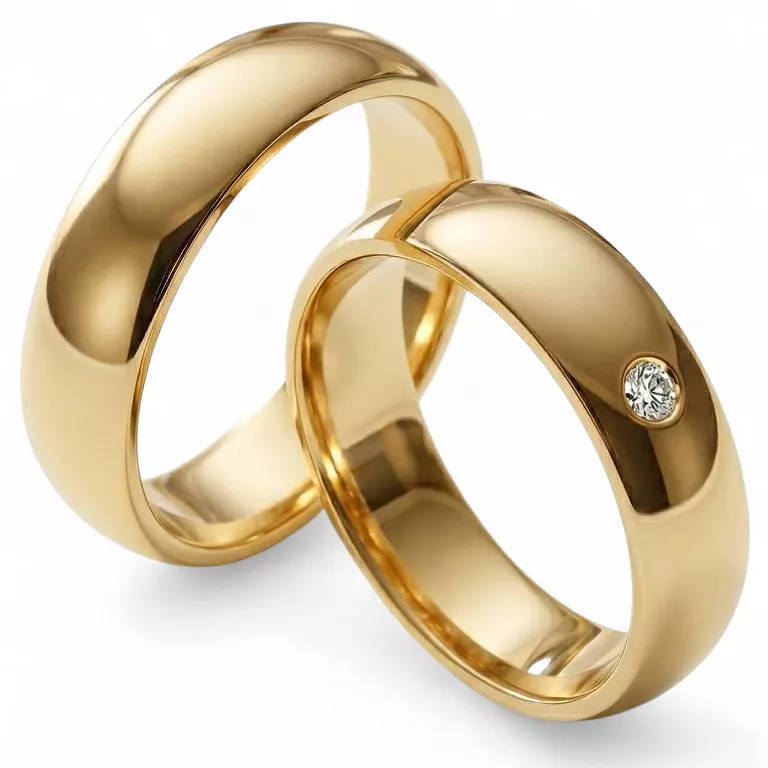 Obrączki ślubne złote klasyczne półokrągłe z cyrkonią stal chirurgiczna 316L 6mm para KO50