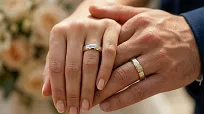 Obrączki ślubne złoto srebrne fazowane forever love stal chirurgiczna 316L 4mm para KO59 - 7