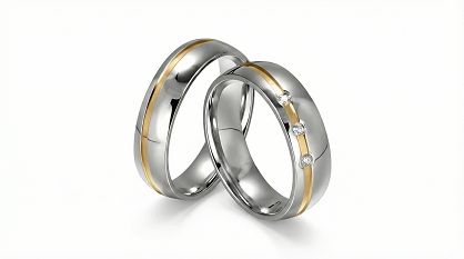 Złote klasyczne obrączki ślubne Blackberry® stal 316L para KO9