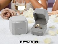 SZARE PUDEŁKO NA PIERŚCIONEK OBRĄCZKĘ KOLCZYKI KWADRAT BLACKBERRY PU37 - 3