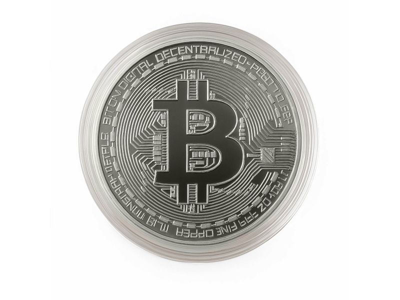 Srebrna moneta kolekcjonerska Bitcoin BTC
