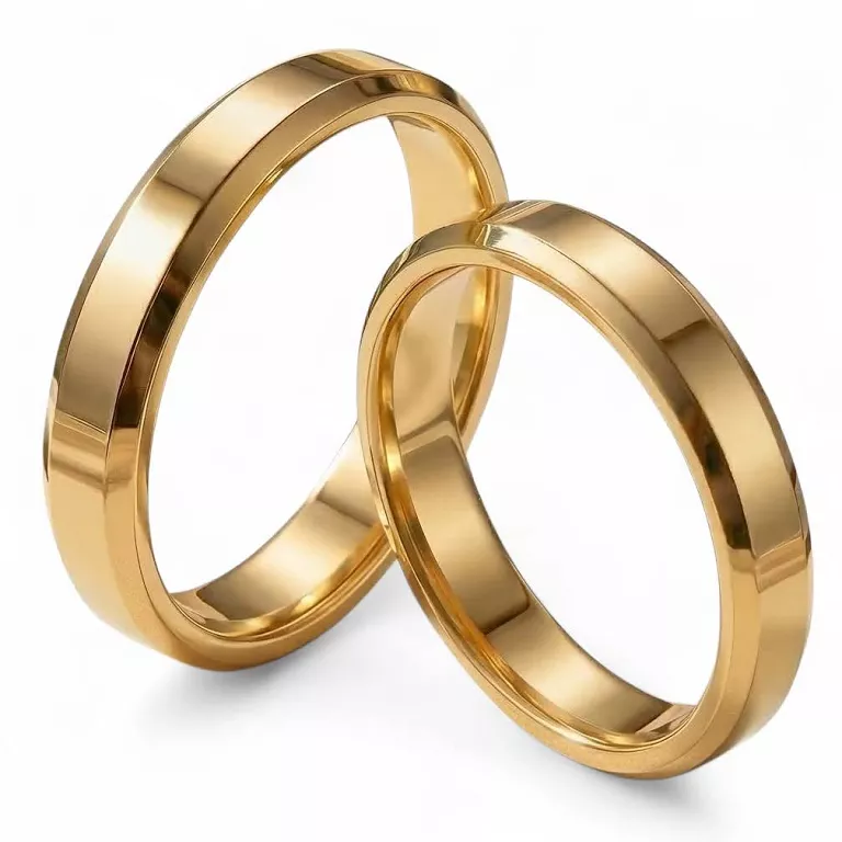 Obrączki ślubne złote fazowane stal chirurgiczna 316L 4mm para KO20