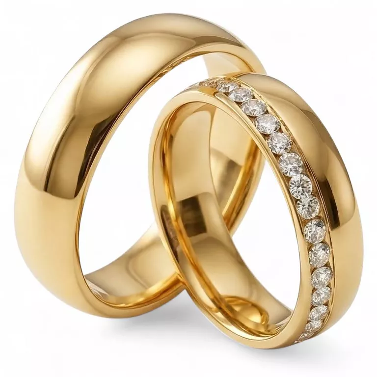 Obrączki ślubne złote klasyczne półokrągłe z cyrkonią stal chirurgiczna 316L 6mm para KO46