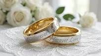 Obrączki ślubne złoto srebrne fazowane forever love stal chirurgiczna 316L 6mm para KO58 - 3