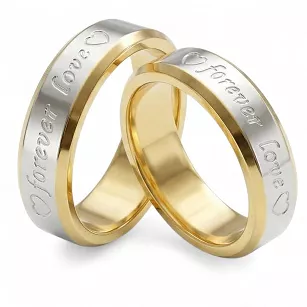 Obrączki ślubne złoto srebrne fazowane forever love stal chirurgiczna 316L 6mm para KO58