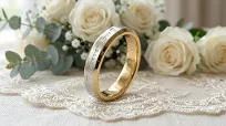 Obrączki ślubne złoto srebrne fazowane forever love stal chirurgiczna 316L 4/6mm para KO60 - 3
