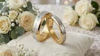 Obrączki ślubne złoto srebrne fazowane forever love stal chirurgiczna 316L 4/6mm para KO60 - 2