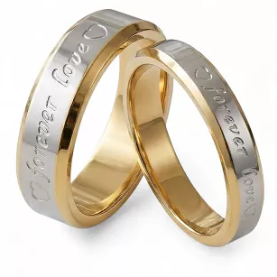 Obrączki ślubne złoto srebrne fazowane forever love stal chirurgiczna 316L 4/6mm para KO60