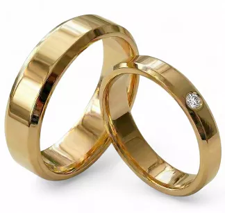 Obrączki ślubne złote fazowane z cyrkonią stal chirurgiczna 316L 4/6mm para KO36