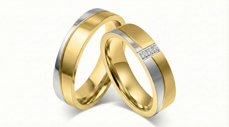 Złote klasyczne obrączki ślubne Blackberry® stal 316L para KO11
