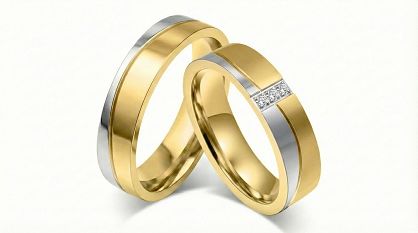 Złote klasyczne obrączki ślubne Blackberry® stal 316L para KO11