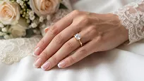 Pierścionek zaręczynowy złoty z cyrkonią ze stali chirurgicznej 316L premium 6K P2 - 8