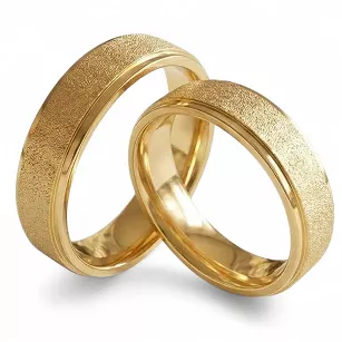 Obrączki ślubne stalowe złote klasyczne mat piaskowane 6 mm KO24