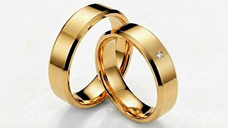 Złote klasyczne obraczki ślubne Blackberry® stal 316L para KO4