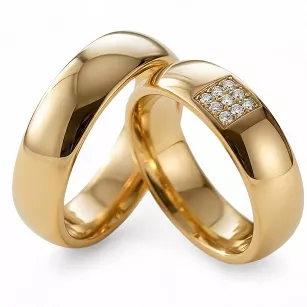 Obrączki ślubne złote klasyczne półokrągłe z cyrkonią stal chirurgiczna 316L 6mm para KO22